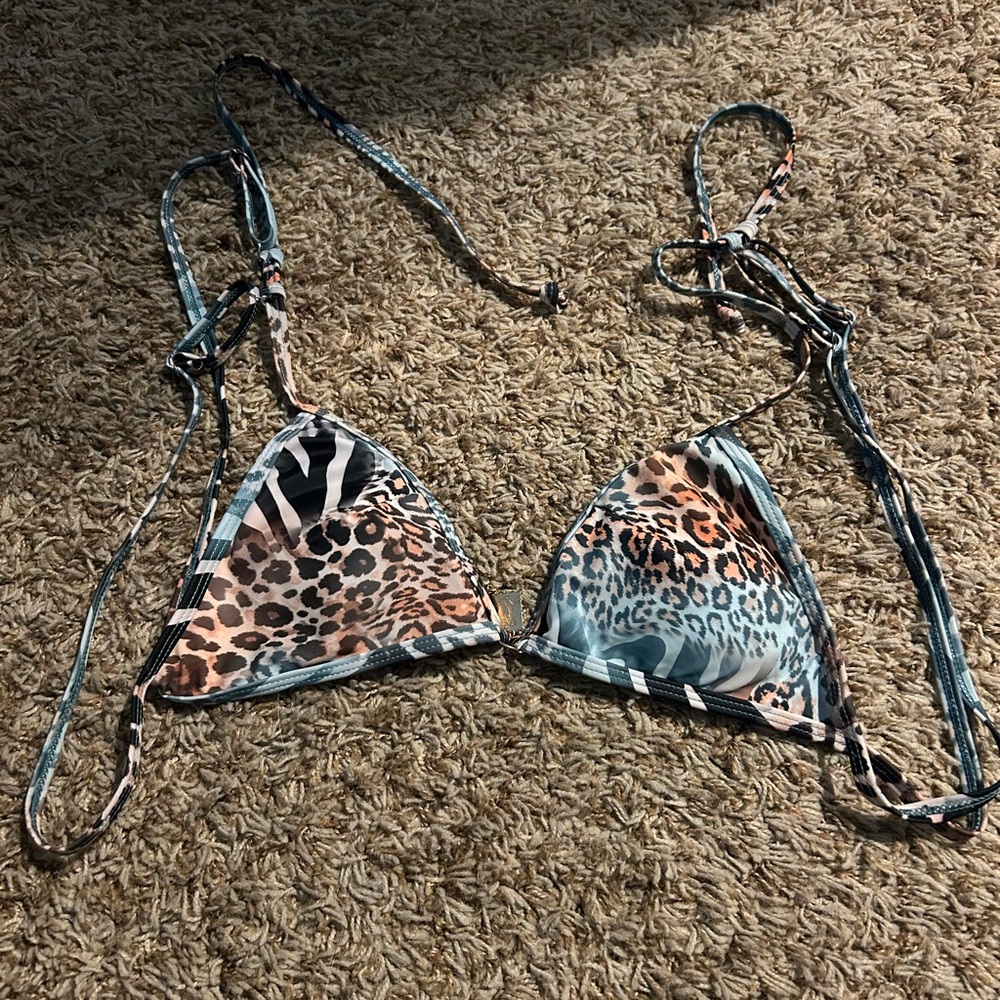 Leopard Print Triangle Bikini Top